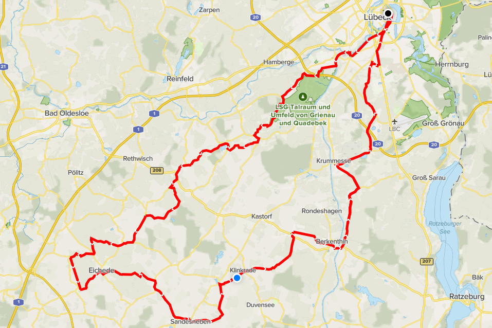 Karte zeigt den Tourenverlauf der Rundtour nach Steinburg